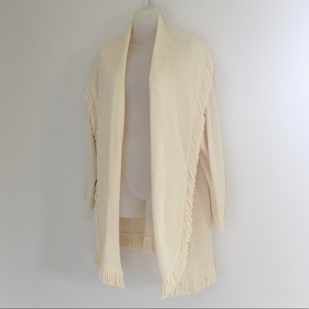 Vintage fringe long cardigan